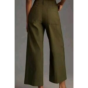 Anthropologie Green High-Waisted Cropped Pants